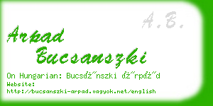 arpad bucsanszki business card